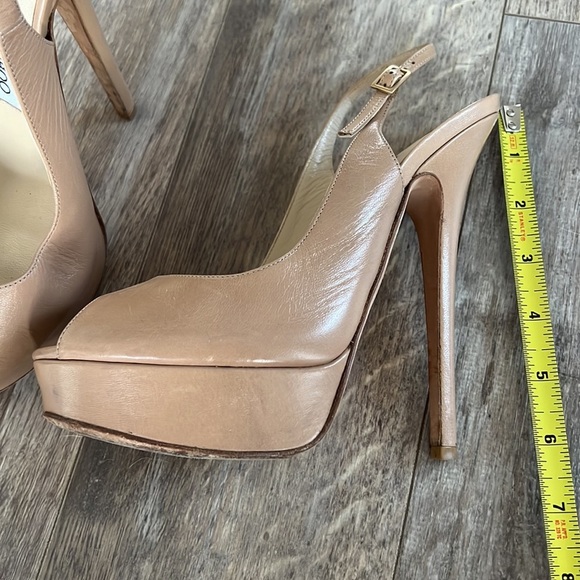 Jimmy Choo Tan Platform Peep-Toe Heels - Picture 12 of 13